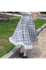 Vintage Plaid Ruffles Cotton Skirt cottagecoreclothes
