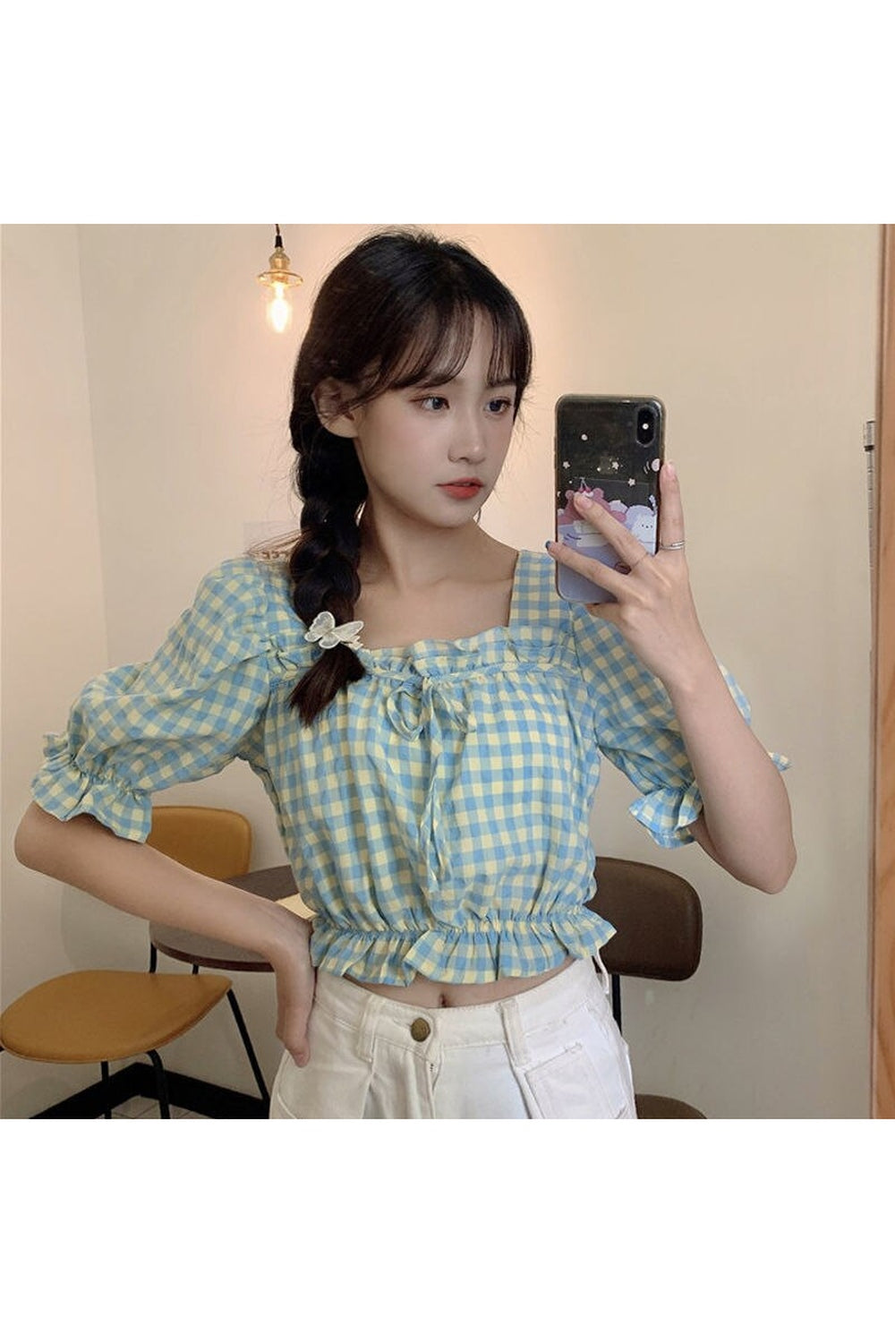 Retro Plaid Crop Top cottagecoreclothes