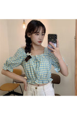 Retro Plaid Crop Top cottagecoreclothes