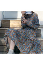 2pcs Set V-Neck Knitted Pullover + Ruffled Lace Floral Dress cottagecoreclothes