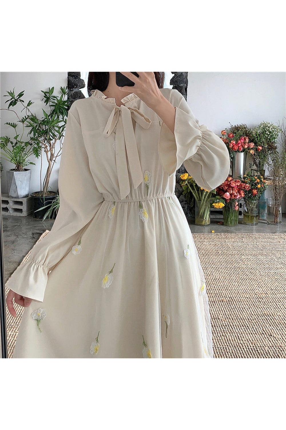 Floral Embroidery Elegant Dress cottagecoreclothes