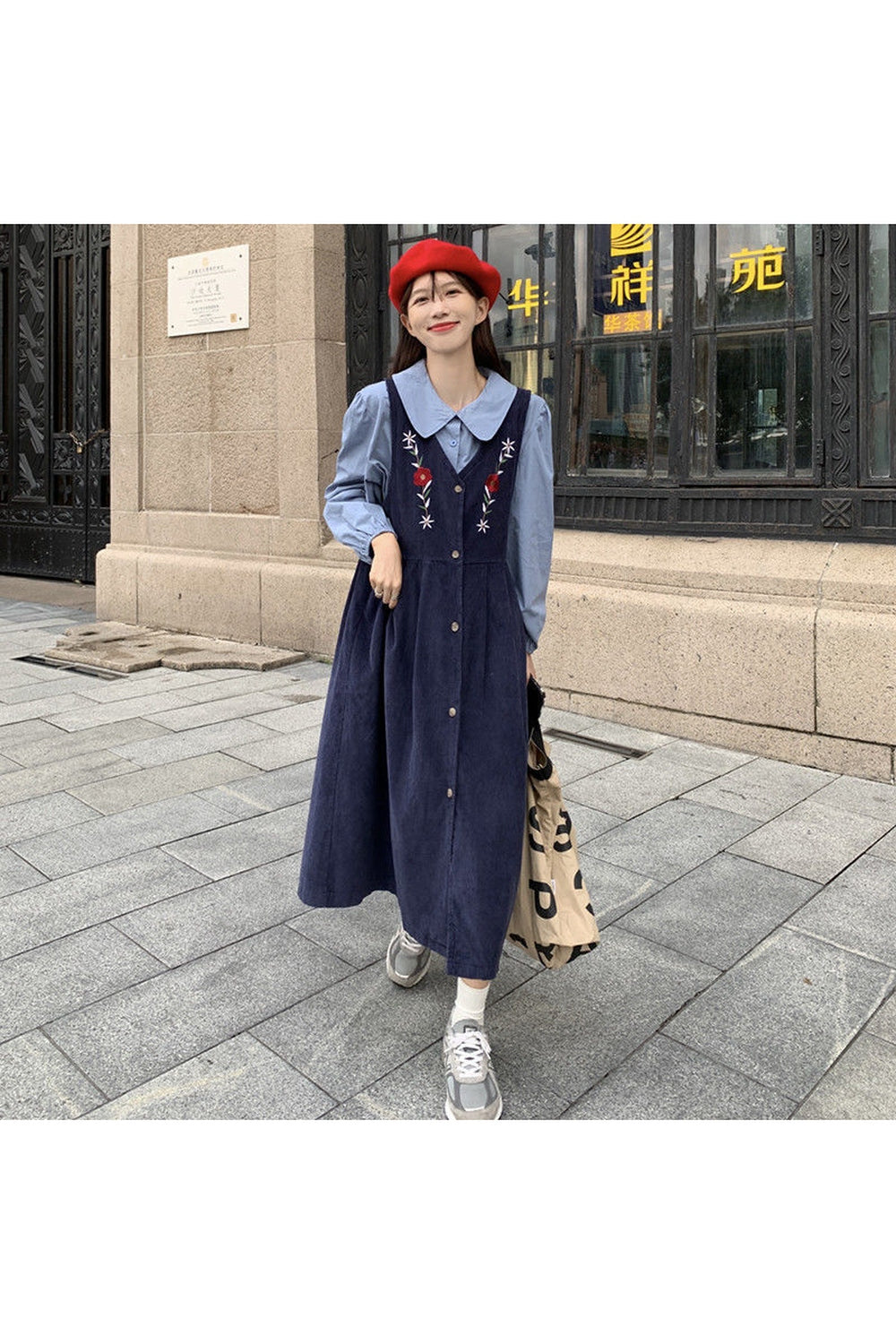 Mori Girl Corduroy Sleeveless Dress cottagecoreclothes