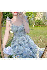 Long Flower Strap Dress cottagecoreclothes