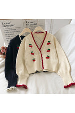 Cherry Embroidered Fall Fall Sweater cottagecoreclothes