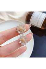 Sparkly Crystal Daisy Flower Earrings cottagecoreclothes