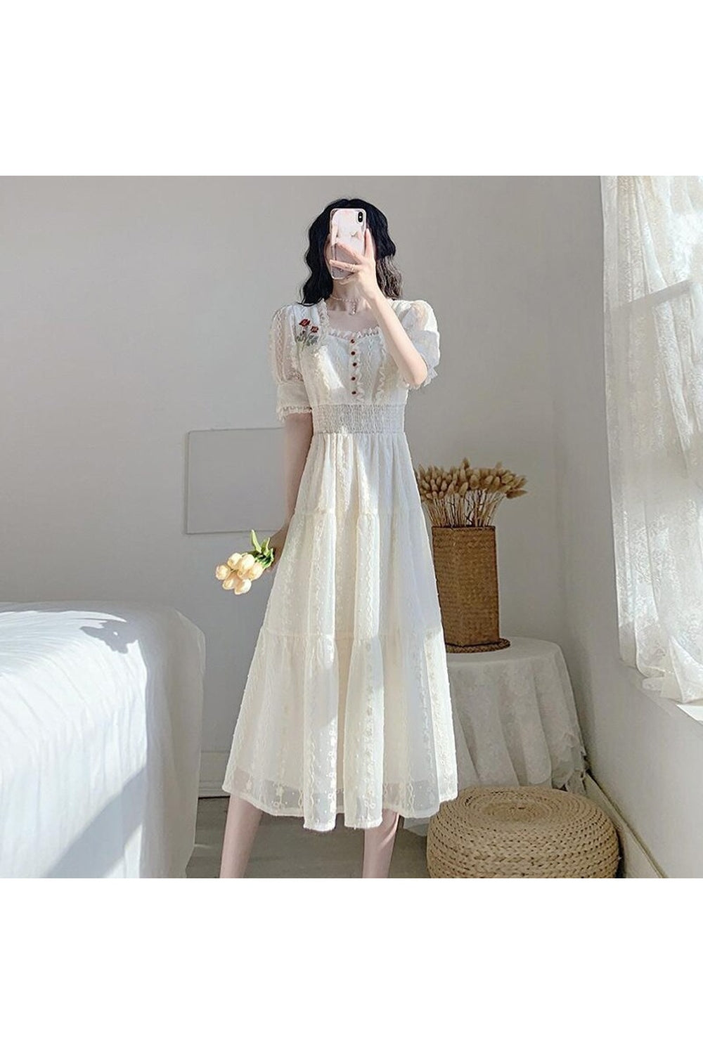 Fairycore Lace Midi Dress cottagecoreclothes