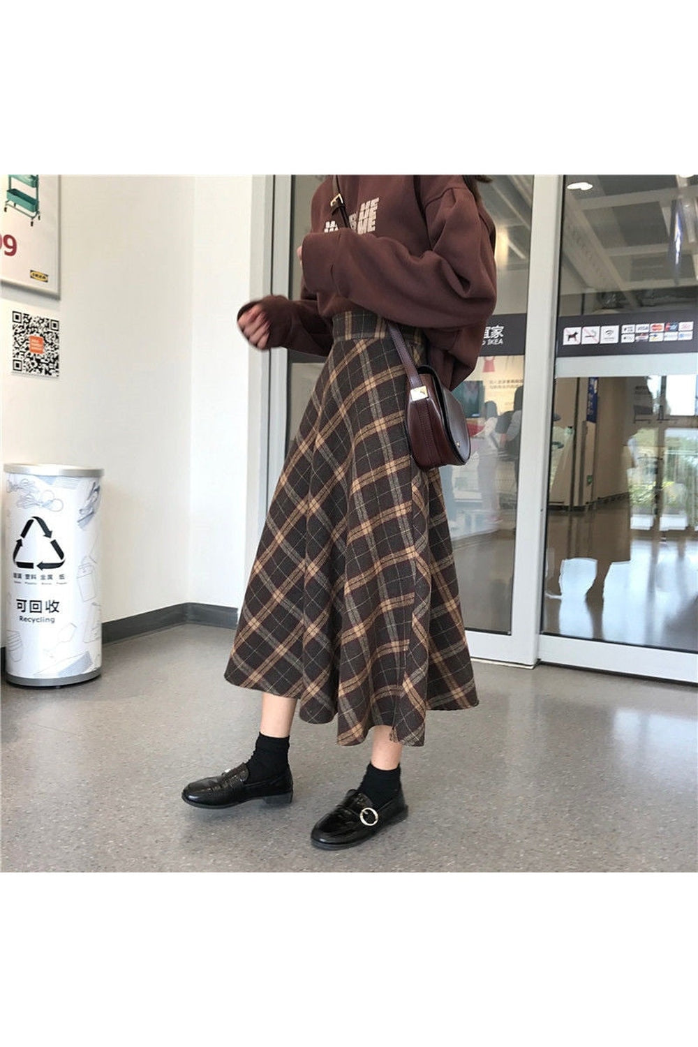 Mori Girl Plaid Long Skirt cottagecoreclothes