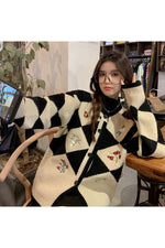 Cottagecore Retro Argyle Fall Cardigan cottagecoreclothes