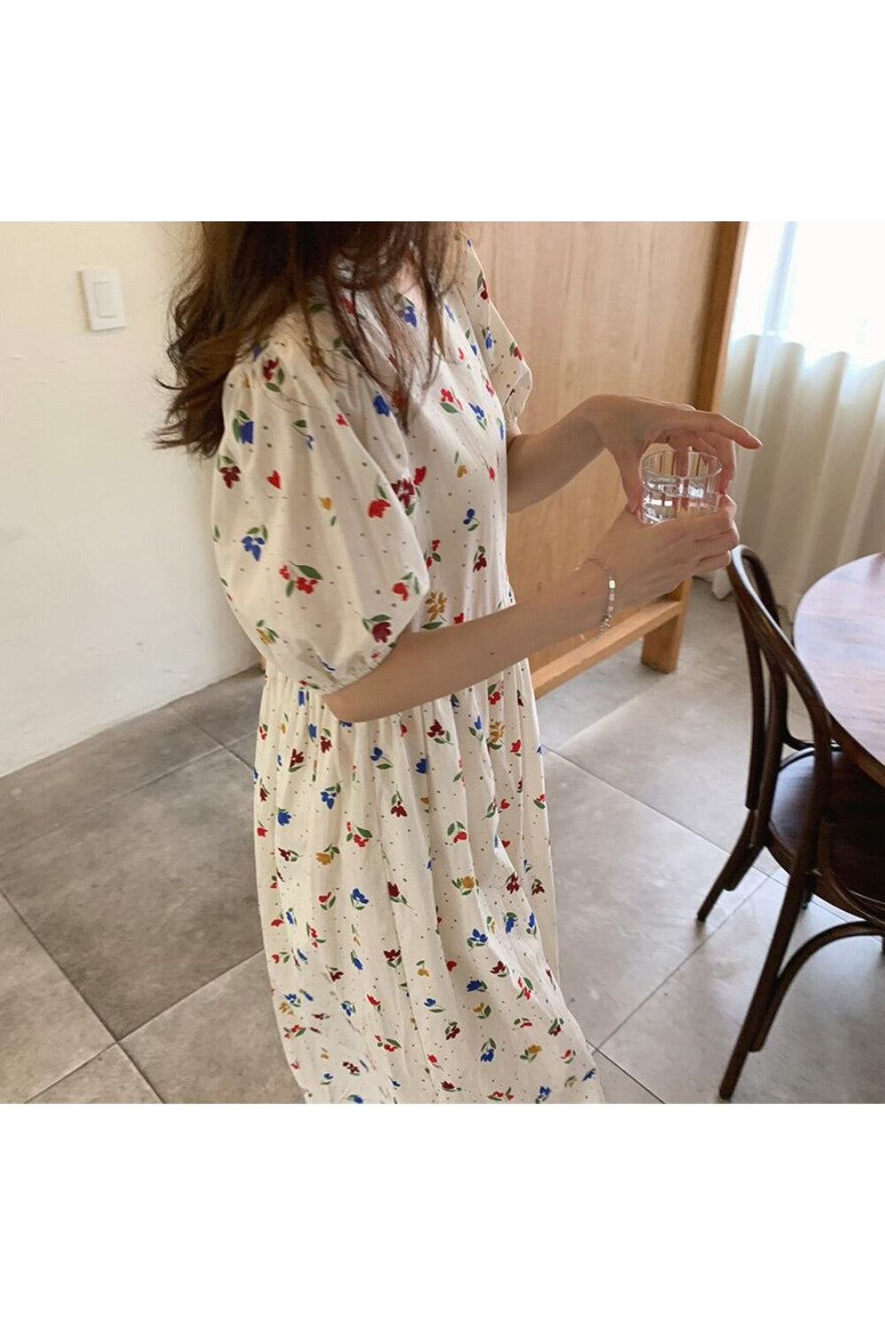 V-Neck Long Floral Dress cottagecoreclothes