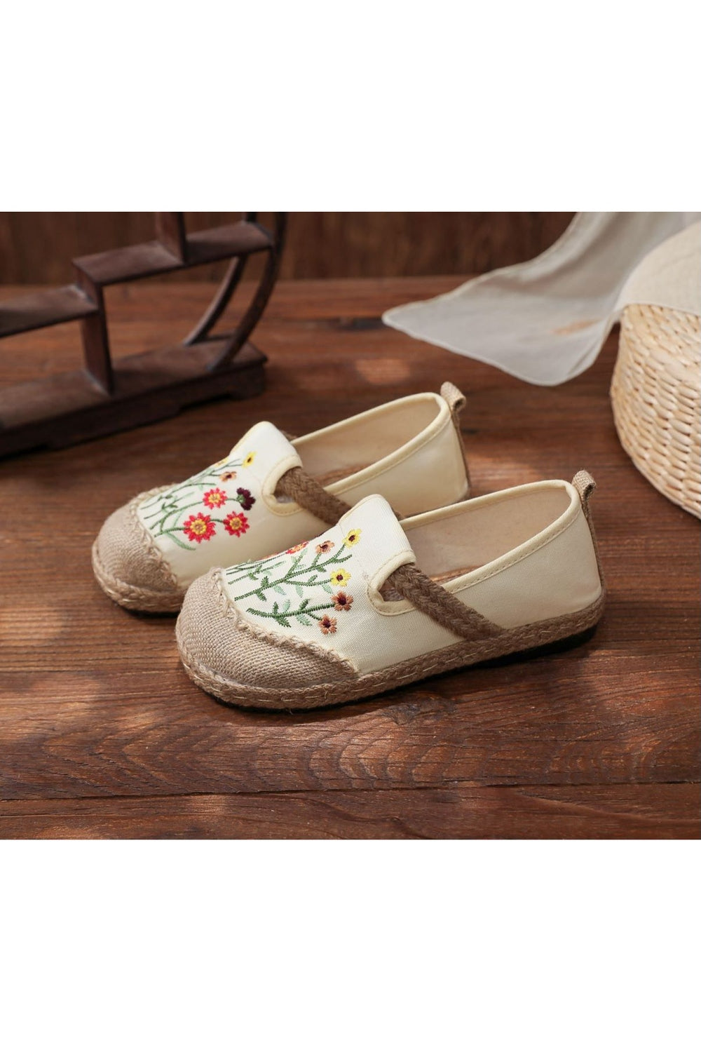 Mori Girl Flowers Embroidered Shoes cottagecoreclothes
