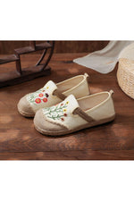 Mori Girl Flowers Embroidered Shoes cottagecoreclothes