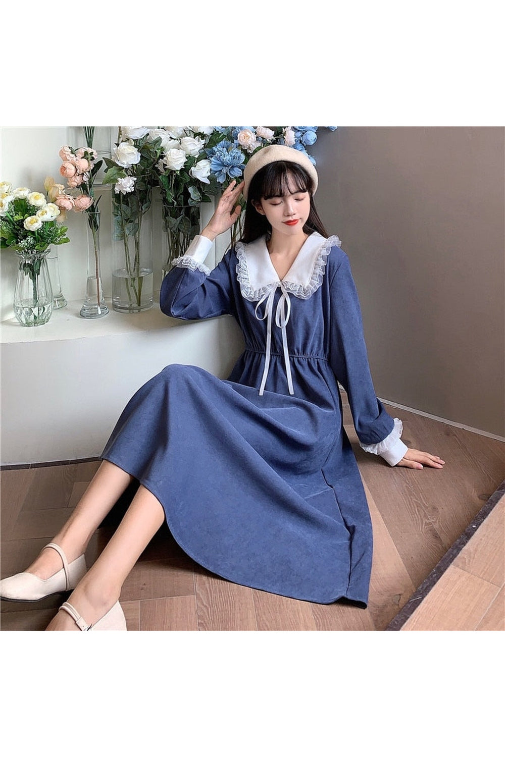 Mori Girl Elegant Long Sleeve Dress cottagecoreclothes
