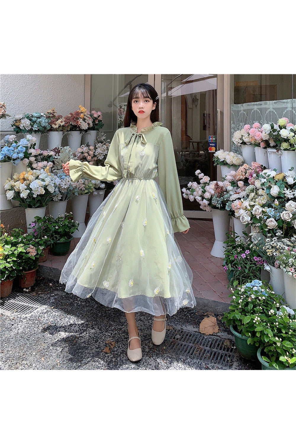 Floral Embroidery Elegant Dress cottagecoreclothes