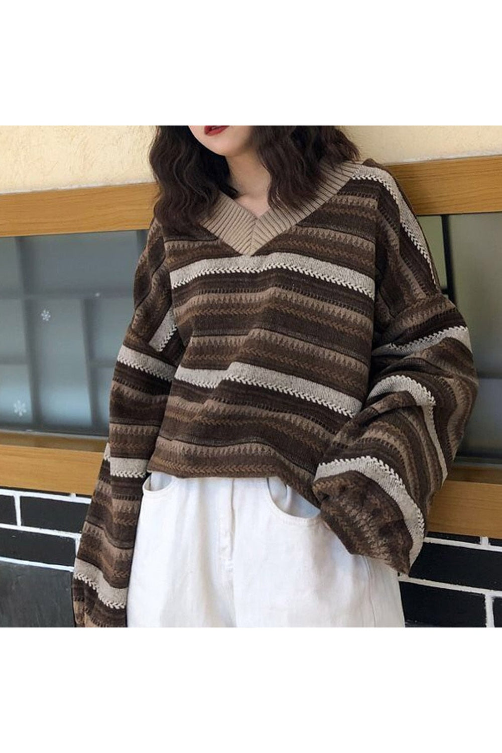 Goblincore Stripe Knit Fall Sweater cottagecoreclothes