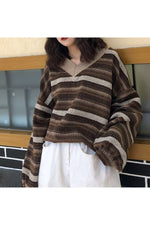 Goblincore Stripe Knit Fall Sweater cottagecoreclothes