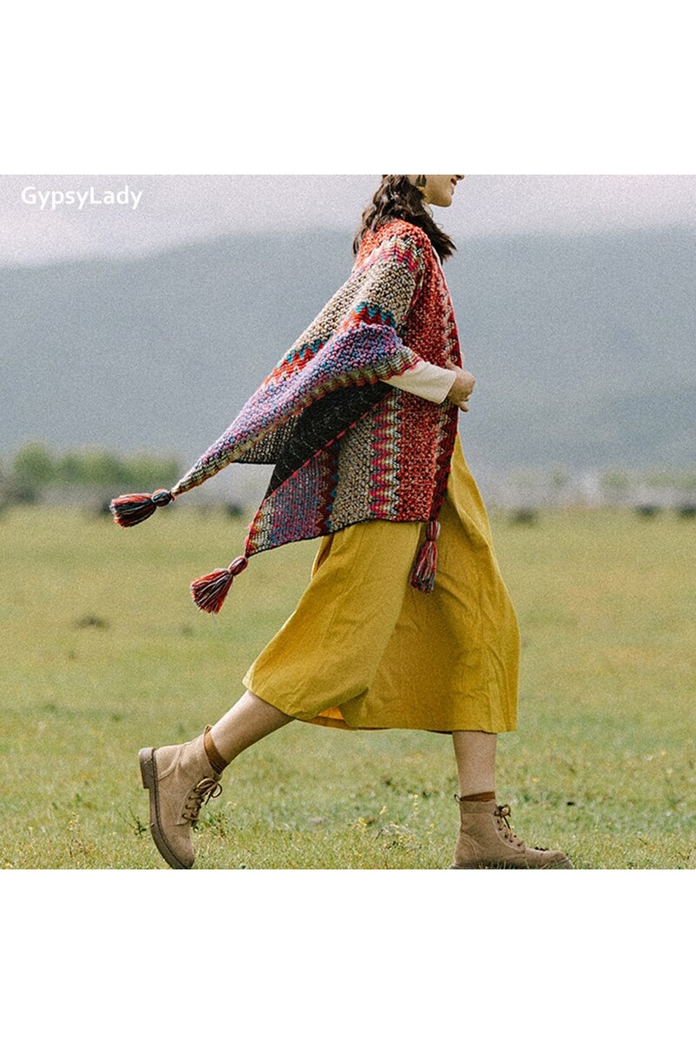 Floral Knitted Vintage Poncho cottagecoreclothes