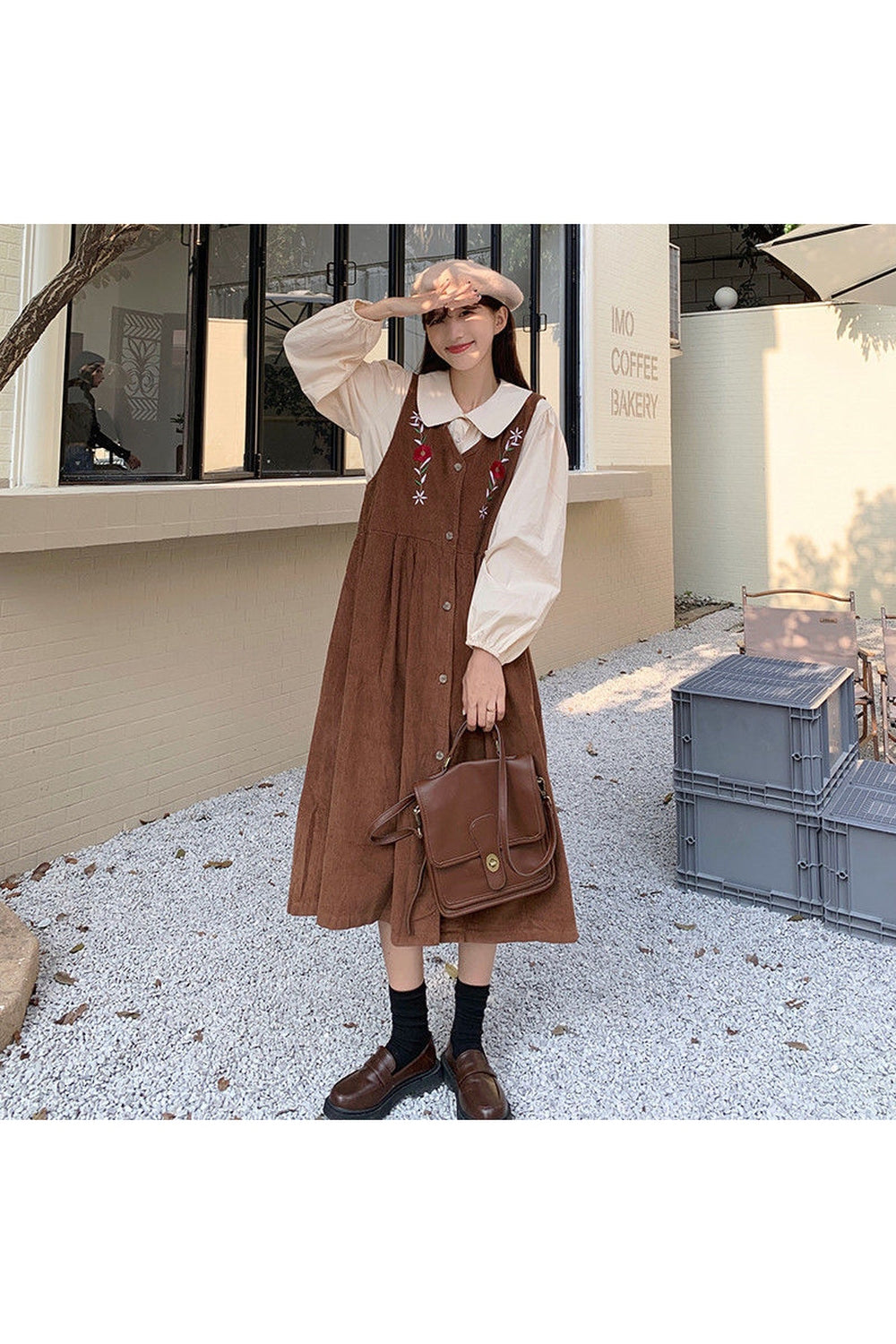 Mori Girl Corduroy Sleeveless Dress cottagecoreclothes