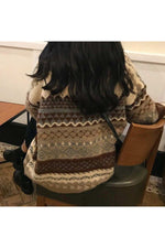 Vintage Style Striped Loose Fall Sweater cottagecoreclothes