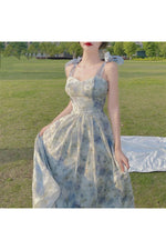 Long Flower Strap Dress cottagecoreclothes