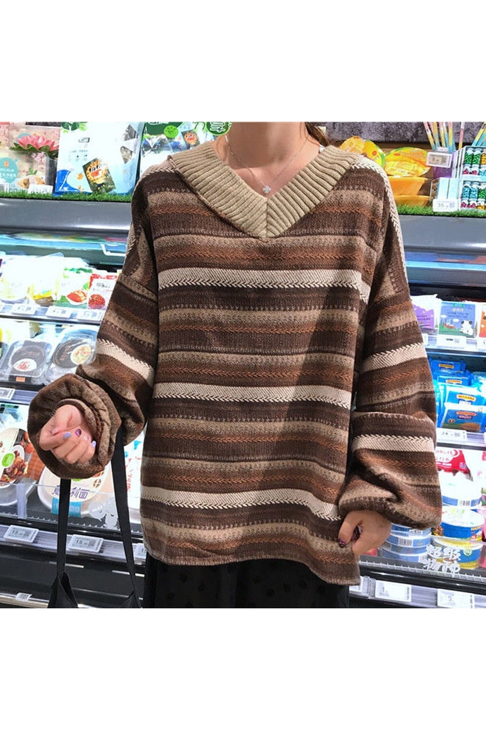 Goblincore Stripe Knit Fall Sweater cottagecoreclothes
