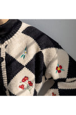 Cottagecore Retro Argyle Fall Cardigan cottagecoreclothes