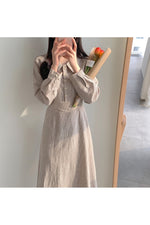 Vintage Plaid Long Sleeve Dress cottagecoreclothes