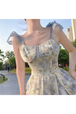 Long Flower Strap Dress cottagecoreclothes