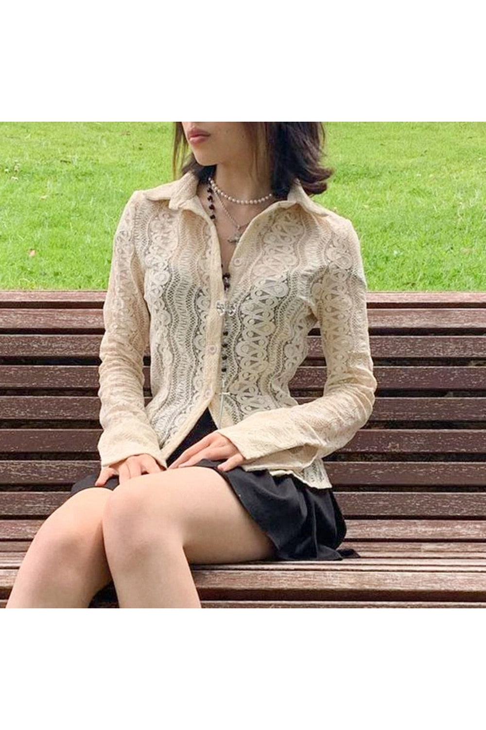 Fairy Grunge White Lace T-shirt cottagecoreclothes