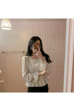 High Waist Floral Slim Blouse cottagecoreclothes