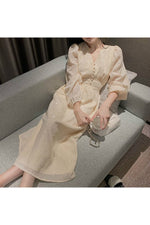 Elegant Fairycore Long Sleeve Dress cottagecoreclothes