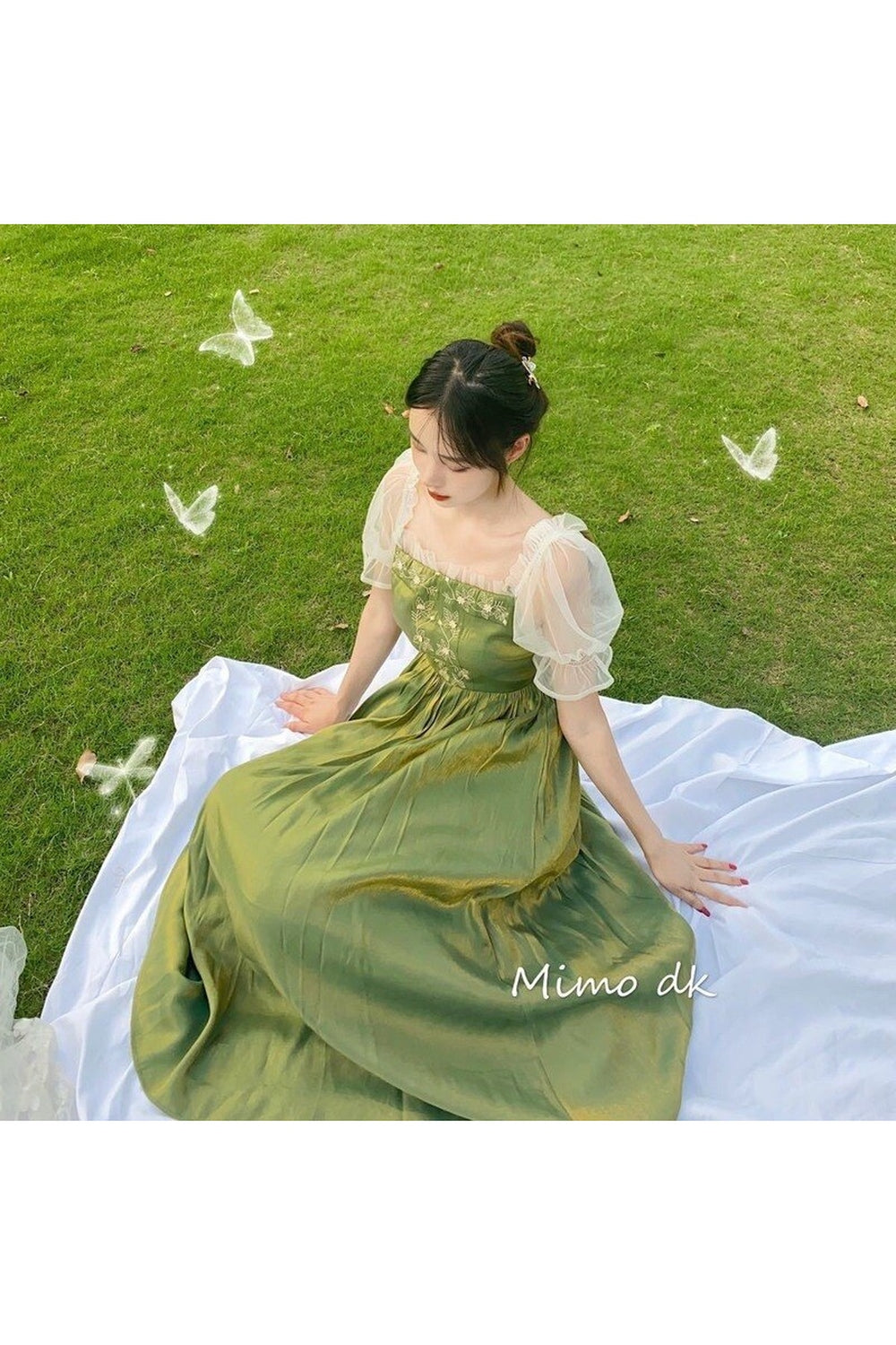 Mori GIrl Elegant Green Dress cottagecoreclothes