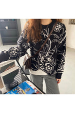 Irregular Retro Fashion Floral Fall Sweater cottagecoreclothes