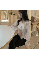 High Waist Floral Slim Blouse cottagecoreclothes