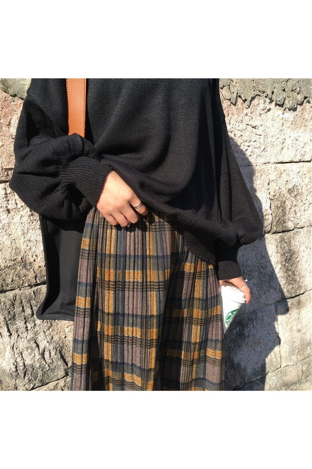 Woolen Vintage Winter Plus Plaid Skirt cottagecoreclothes