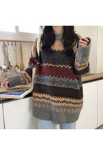 Vintage Style Striped Loose Fall Sweater cottagecoreclothes