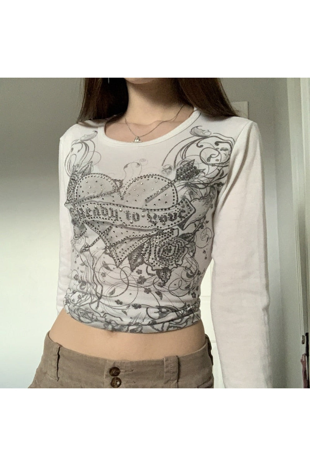 Fairy Grunge Long Sleeve White T-Shirt cottagecoreclothes