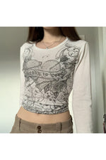 Fairy Grunge Long Sleeve White T-Shirt cottagecoreclothes