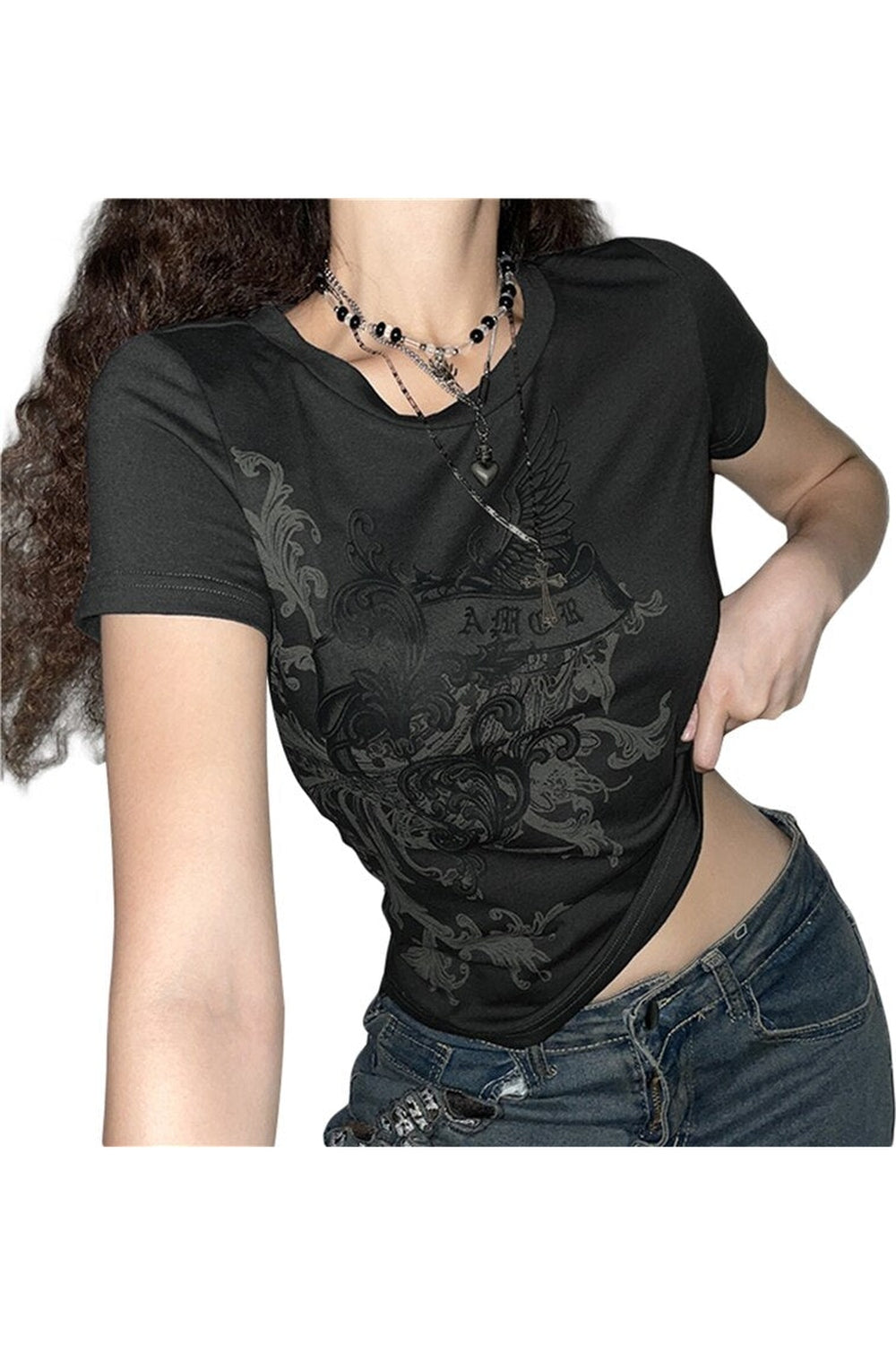 Fairy Grunge Floral Print T-shirt cottagecoreclothes