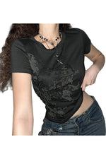 Fairy Grunge Floral Print T-shirt cottagecoreclothes