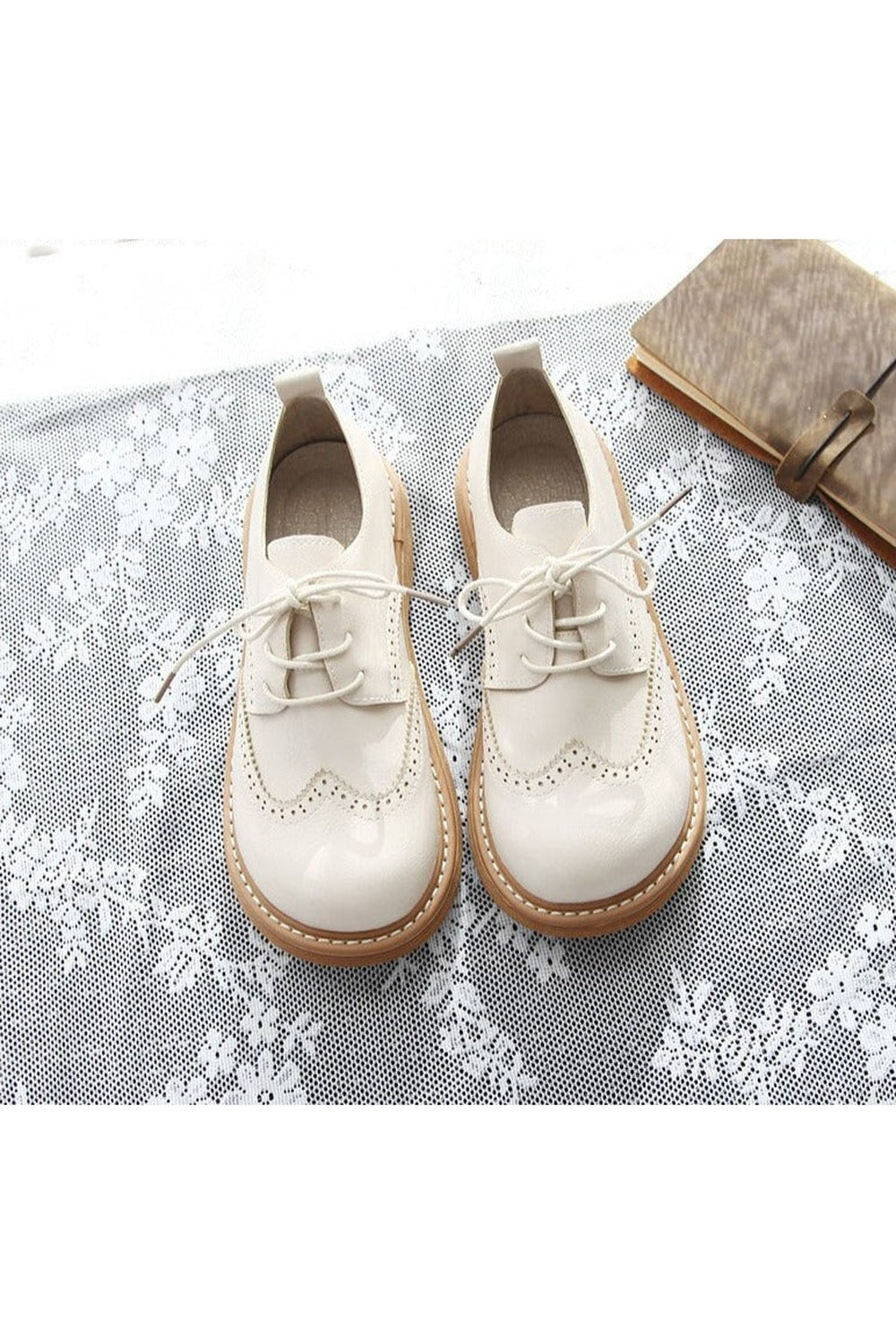 Retro Lace-Up Thick-Sole Shoes cottagecoreclothes