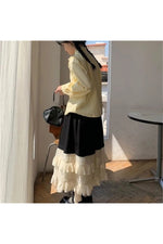 Sweet Long Skirt Apricot Lace cottagecoreclothes