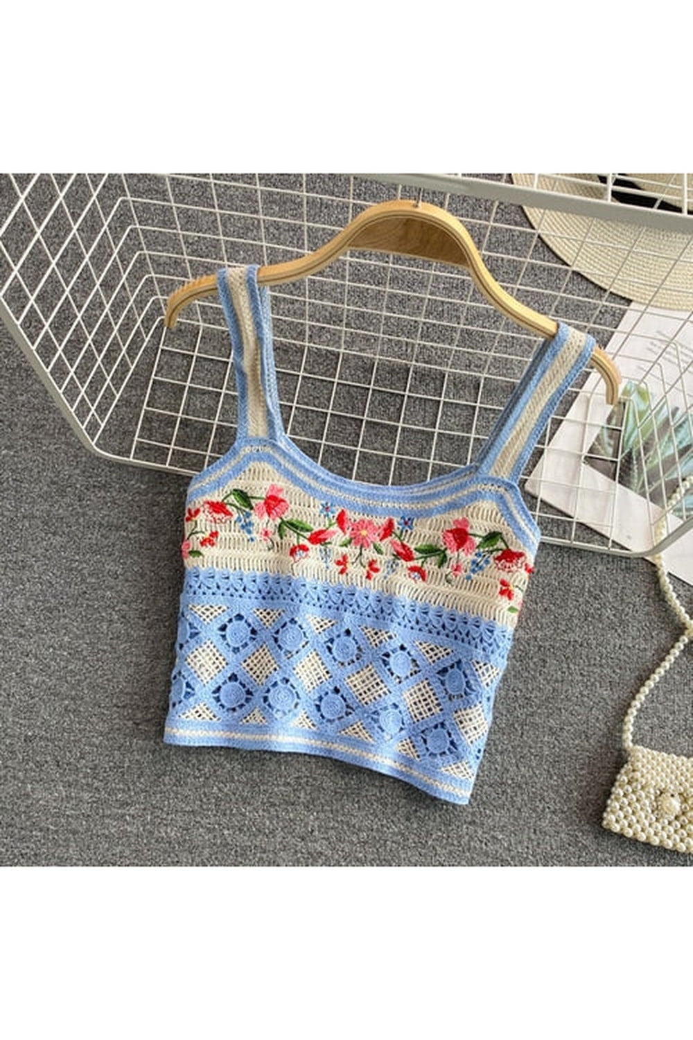 Cottagecore Knit Embroidery Crop Top cottagecoreclothes