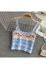 Cottagecore Knit Embroidery Crop Top cottagecoreclothes