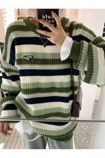Grunge Striped Fall Sweater cottagecoreclothes