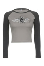 Fairy Grunge Wings Print Crop Top cottagecoreclothes