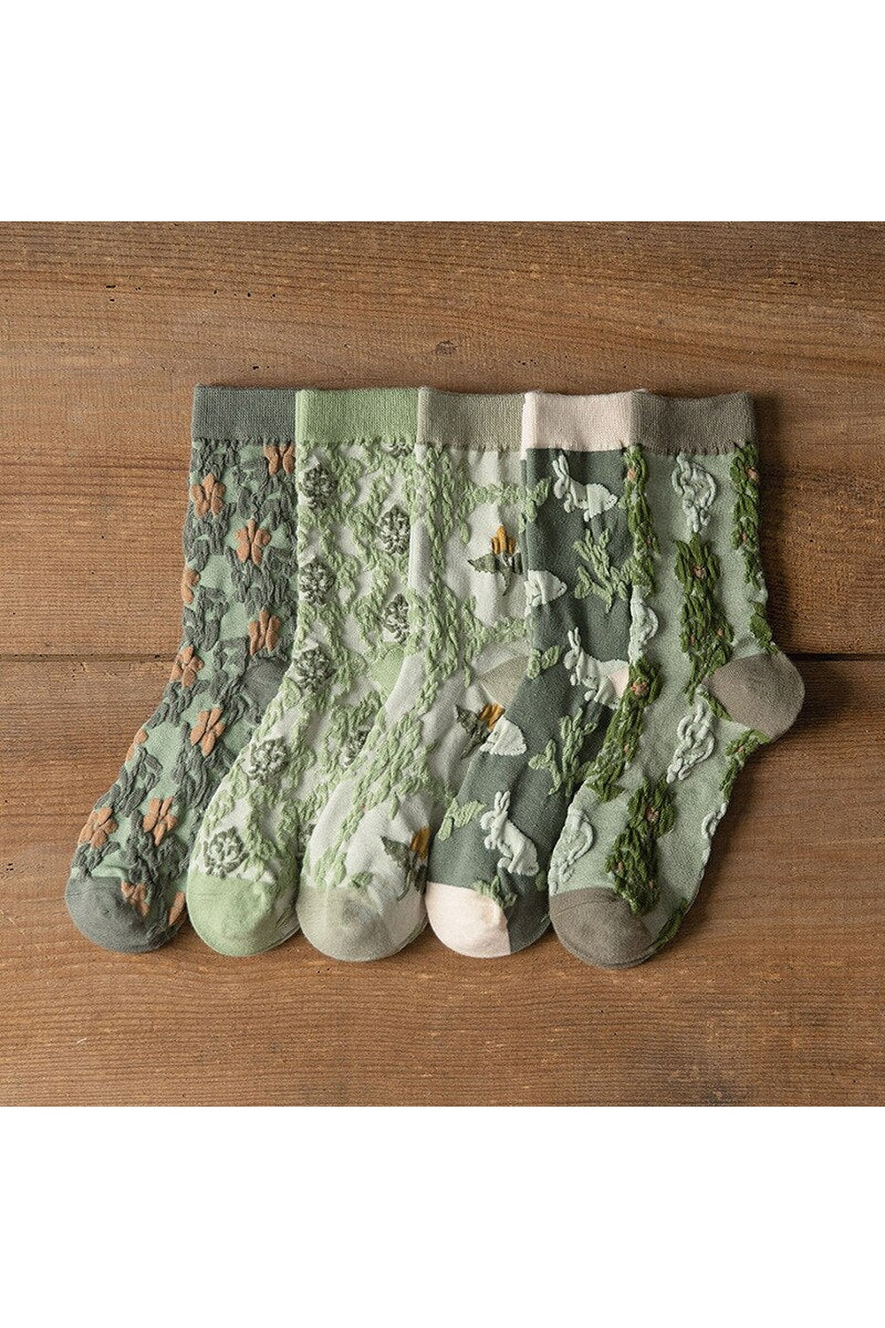 Cottagecore Green Embroidery Socks cottagecoreclothes