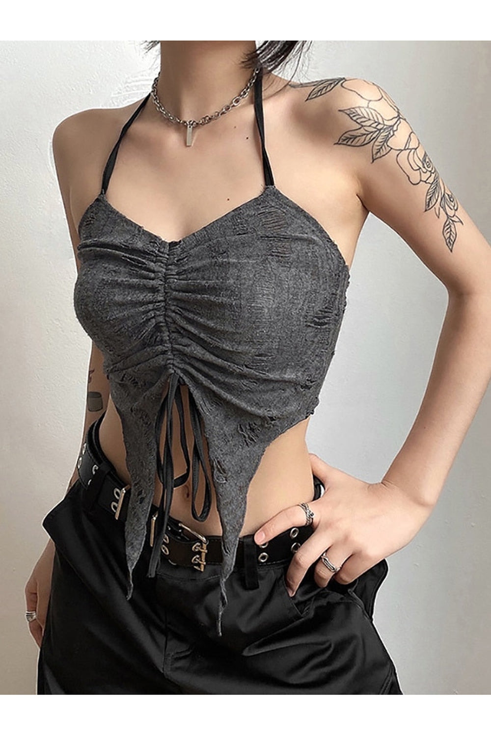 Fairy Grunge Long Sleeve Open Shoulders Crop Top cottagecoreclothes