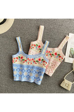Cottagecore Knit Embroidery Crop Top cottagecoreclothes