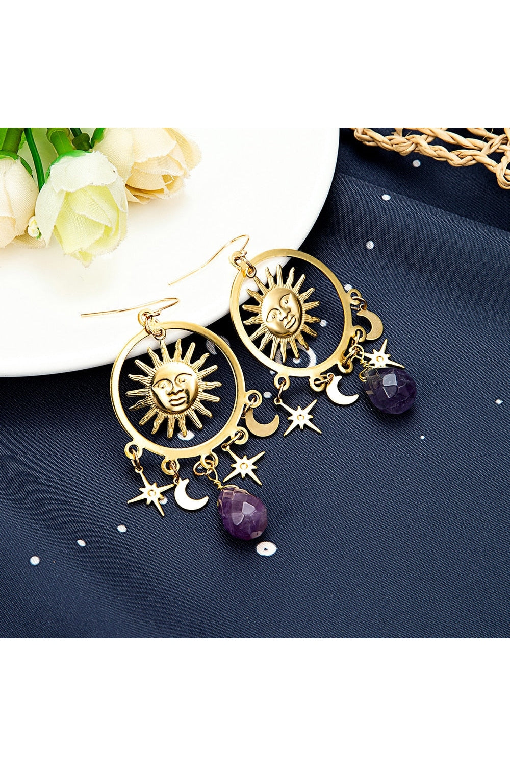 Crystal Teardrop Dangle Earrings cottagecoreclothes