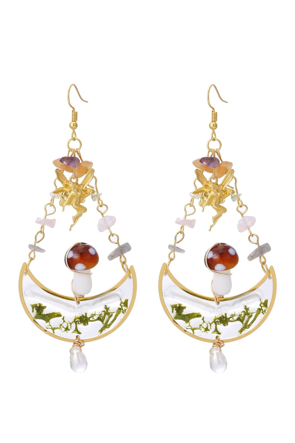 Moon Leaf Mushroom Earrings cottagecoreclothes
